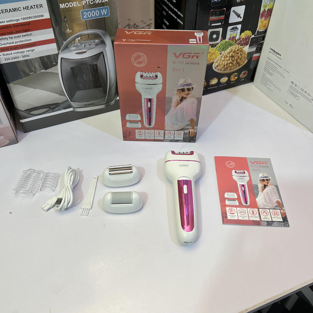 VGR 3-in-1 Lot Imported Epilator Set V-732