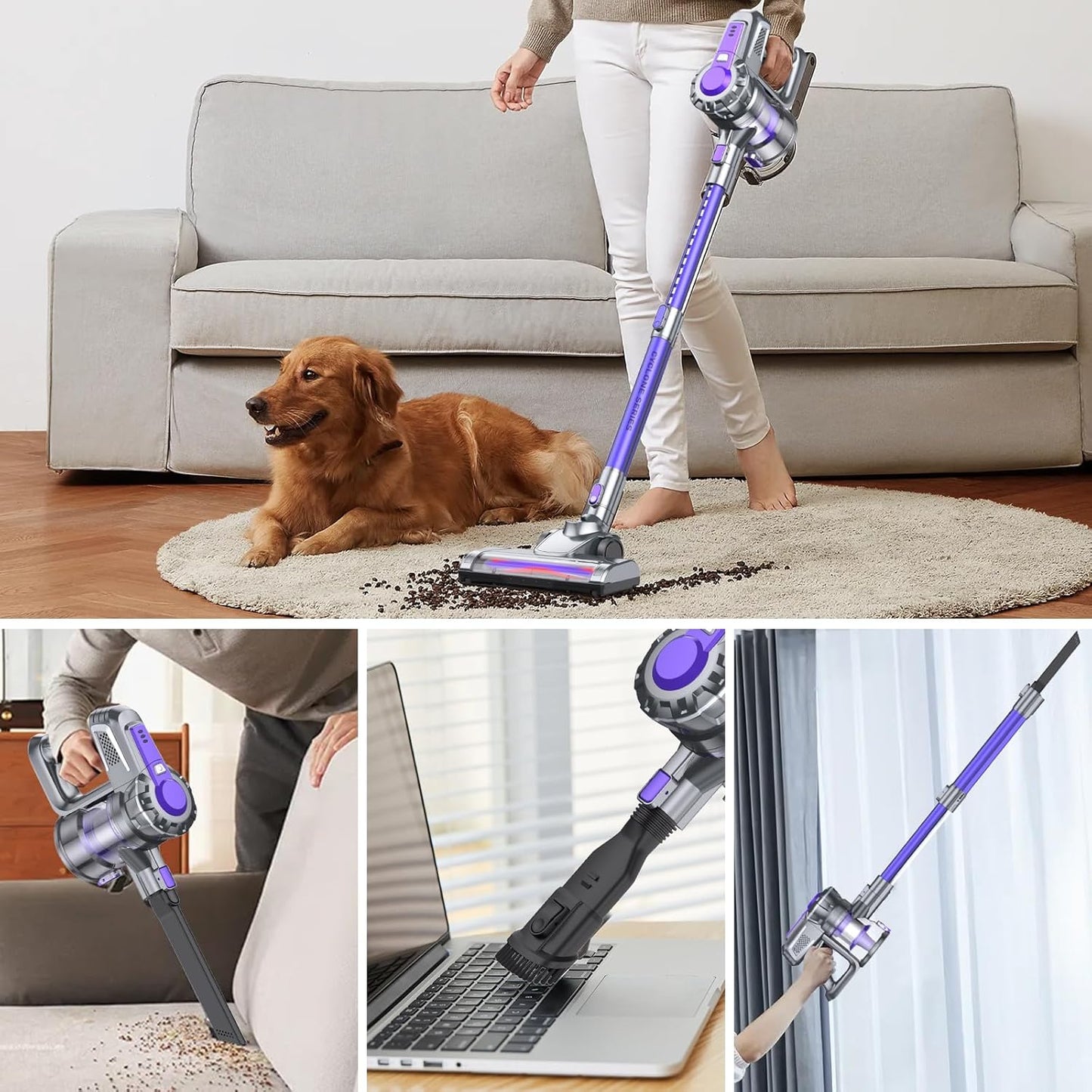 4-in-1 Cordless Vacuum Cleaner with LED Floor Brush