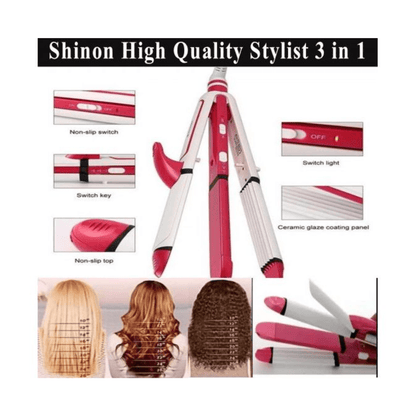 Imported Shinon 3 in 1 : Hair Straightener, Crimper And Curler