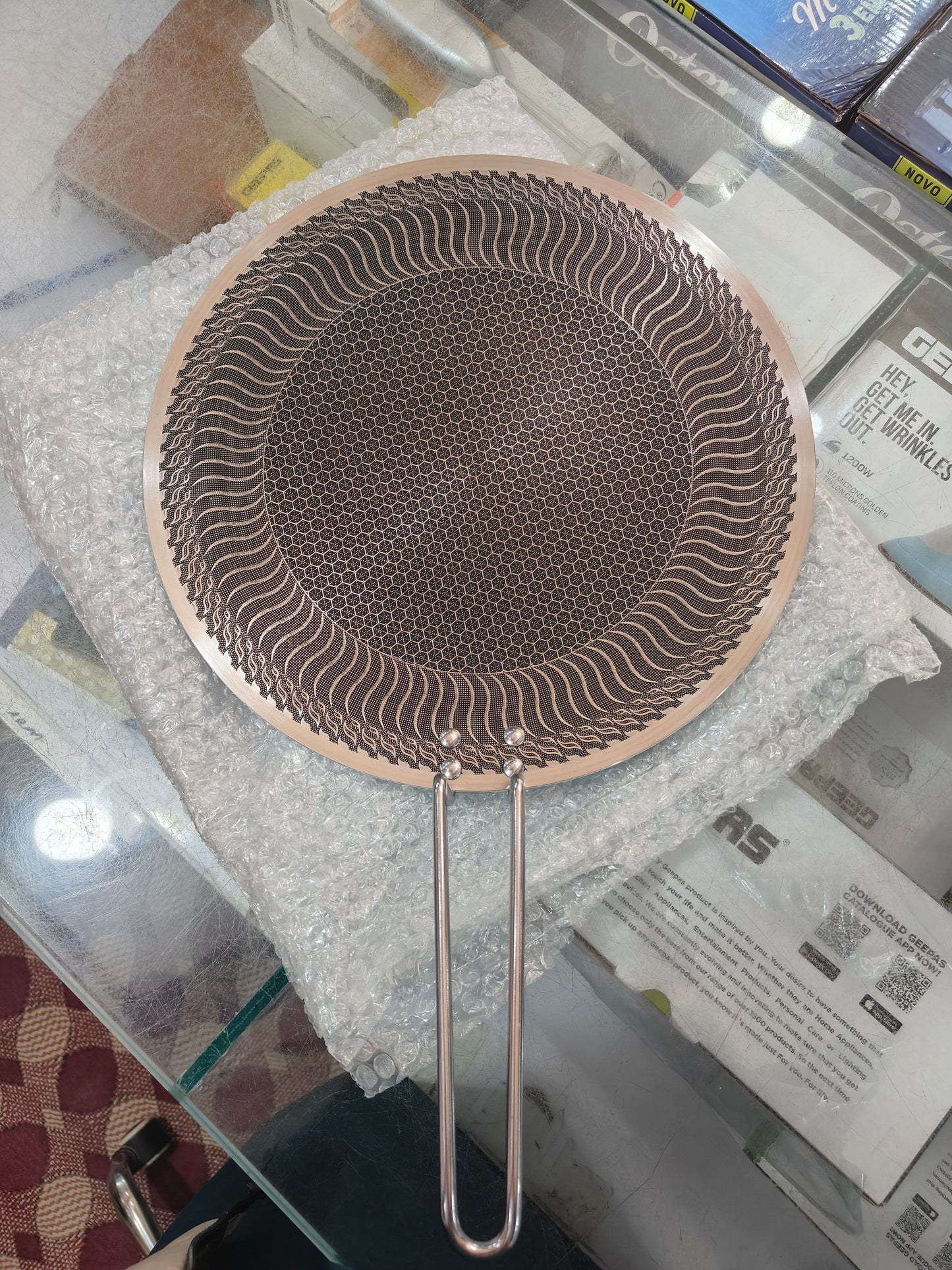 Lot imported 34 cm single handle honeycomb lesser coating tawa