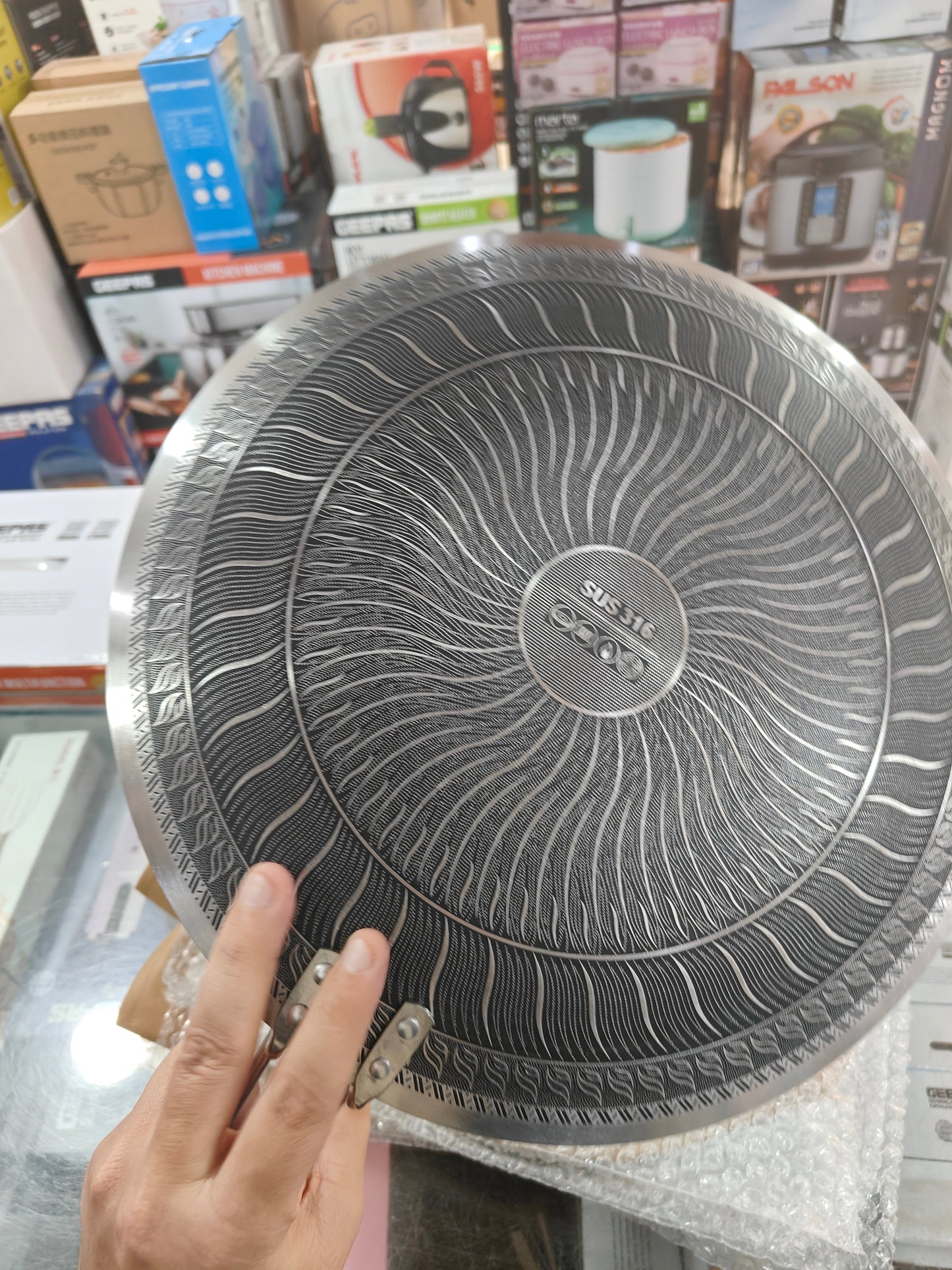Lot imported 34 cm single handle honeycomb lesser coating tawa