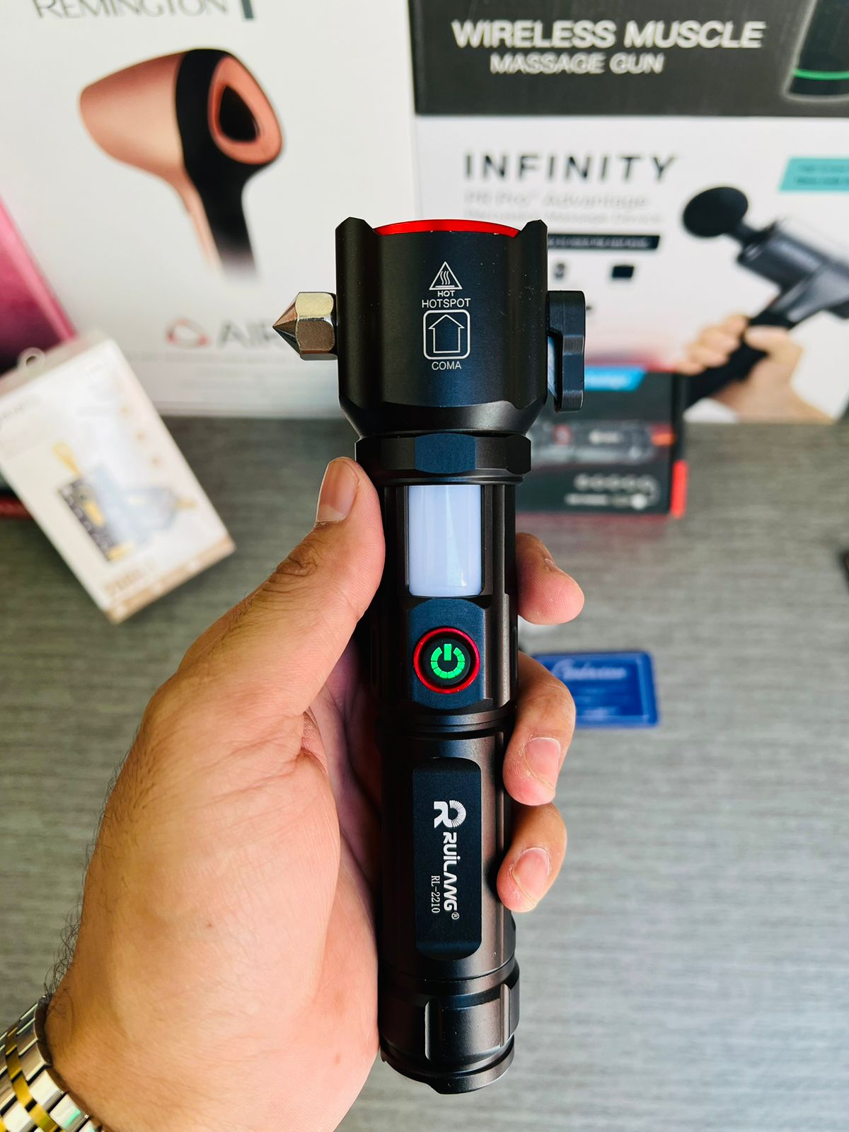 Waterproof Laser LED Tactical Flashlight With 1Km Range and long lasting backup | Imported