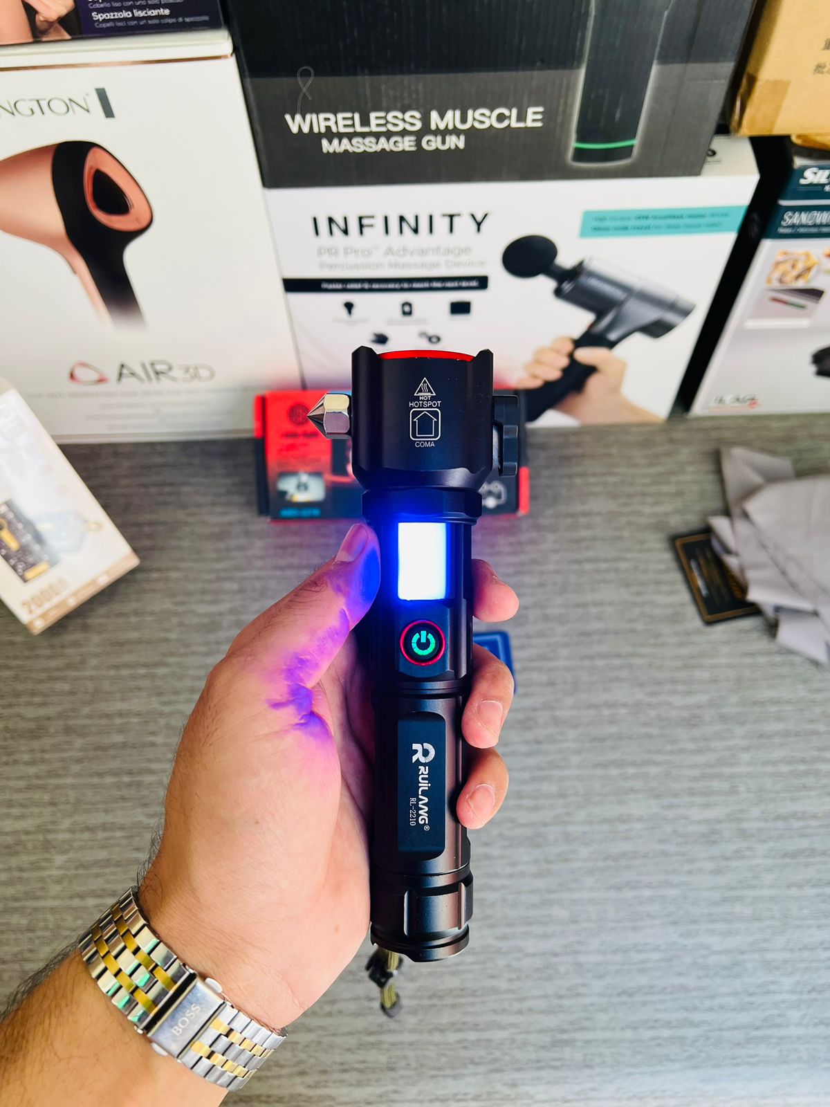 Waterproof Laser LED Tactical Flashlight With 1Km Range and long lasting backup | Imported