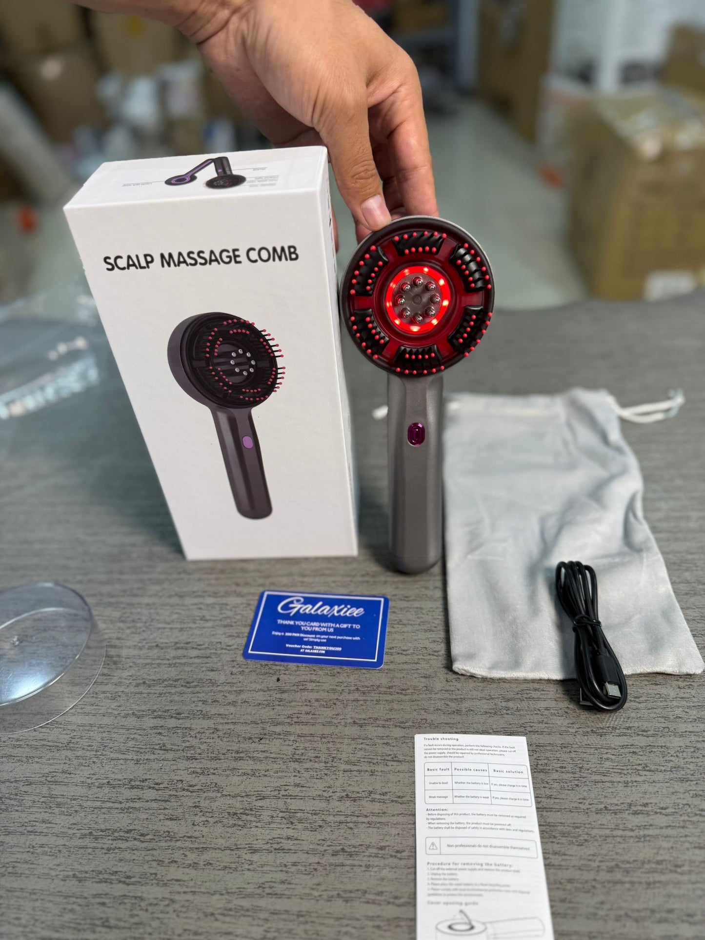 Scalp Massage Comb with Red Light Therapy – Hair Growth & Care