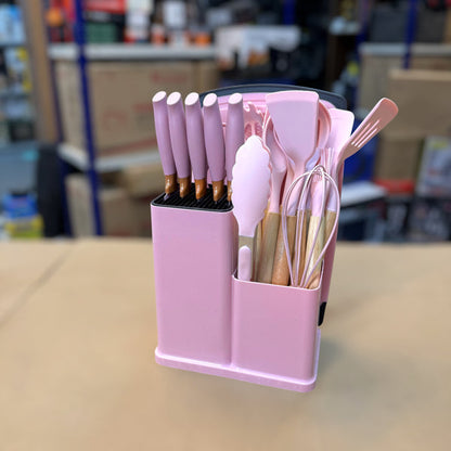 Silicon Utensils & Knives Set For Kitchen use (19 pieces)