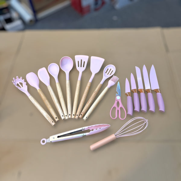Silicon Utensils & Knives Set For Kitchen use (19 pieces)