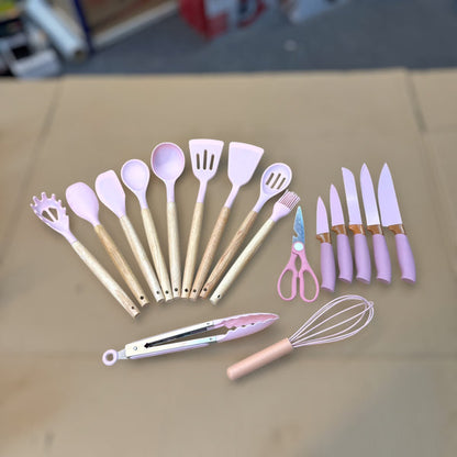 Silicon Utensils & Knives Set For Kitchen use (19 pieces)