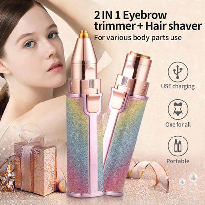 2 in 1 Rechargeable Facial Hair Remover And Eyebrow Trimmer