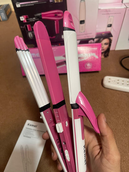 Kemei 3 in 1 Hair Straightener, Curler Beauty Styler